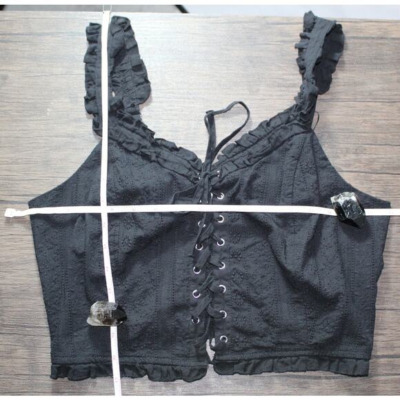 American Flirt Cropped Corset Top Ruffle Sleeve Whimsy Goth Cottagecore Romantic - Picture 7 of 9